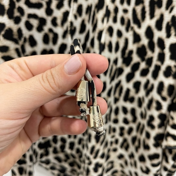 Leopard Song Lace-Up Crepe Handkerchief Top Blouse - Picture 4 of 8